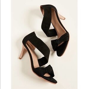 Ulla Johnson Romina Slingback Bow Black Suede Heels Size 38